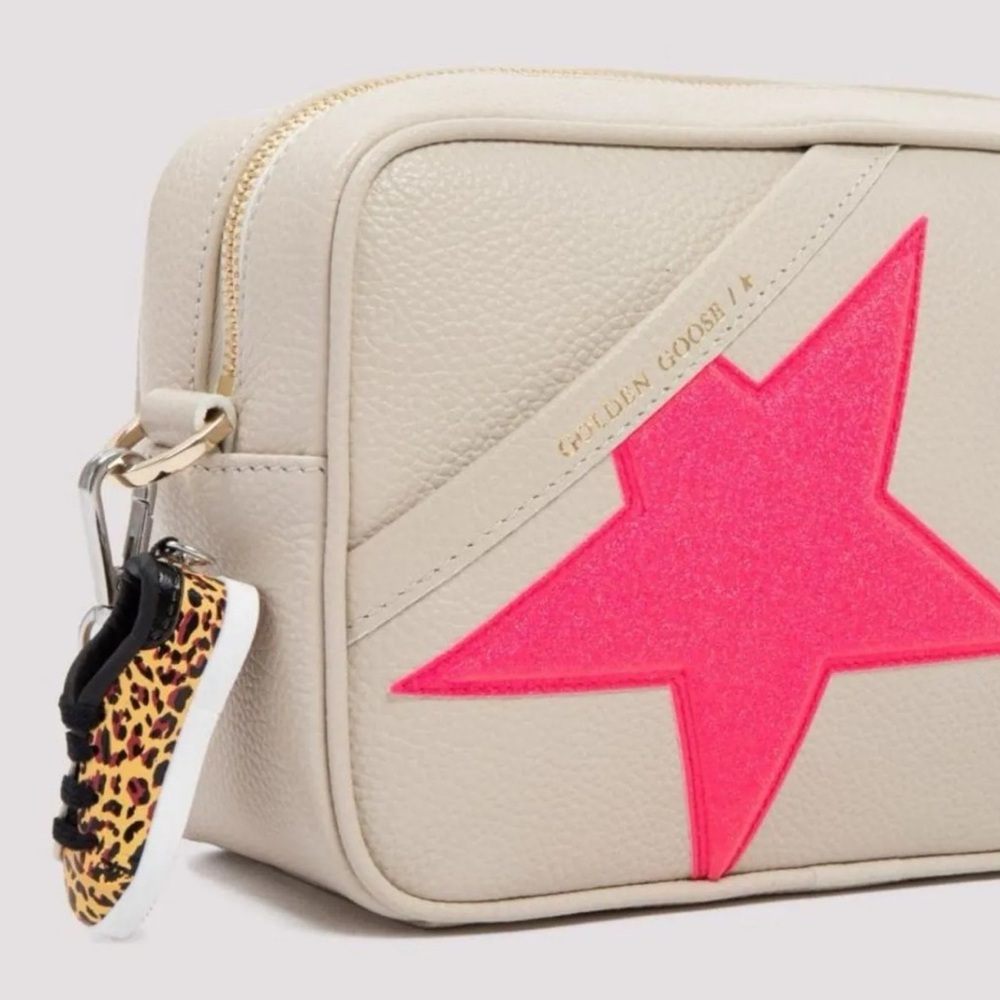 Golden Goose Cream and Pink Crossbody Bag with Cheetah shoe